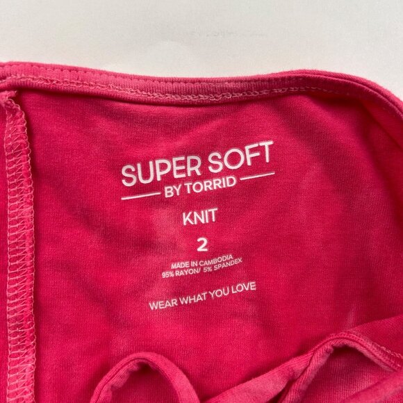 Torrid Hot Pink Tie Dye Super Soft Cage V-Neck Tunic Tee 2X - Picture 3 of 4